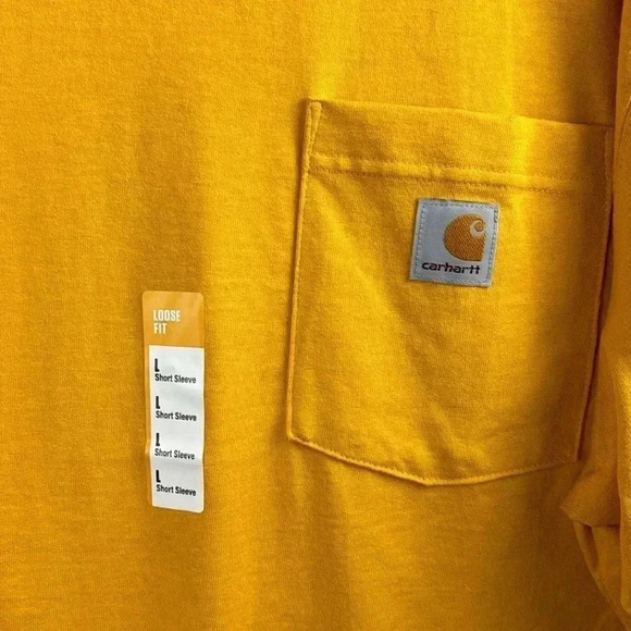 Carhartt MenT-Shirt Large Loose Fit Heavyweight Short- Sleeve Pocket NWT Yellow - Picture 2 of 5
